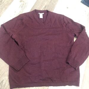 Gap Italian Merino Wool Red Burgundy VNeck Sweater‎